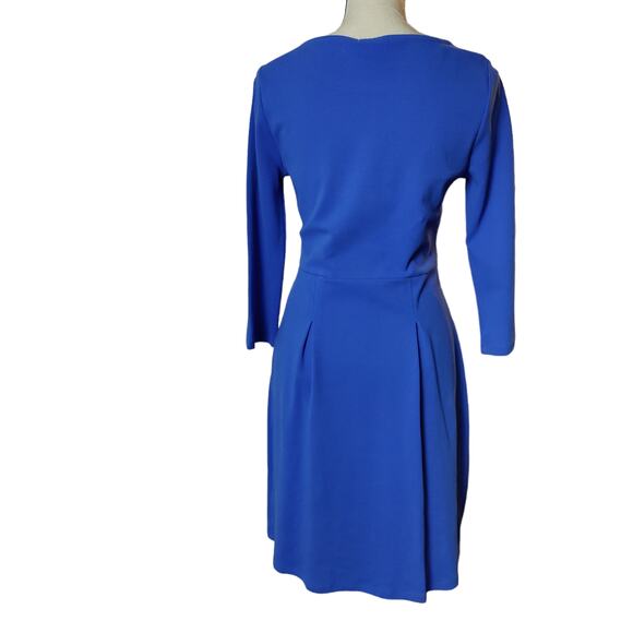 Garnet Hill Women's Sz 8 Ponte Knit Royal Blue Long Sleeve Sheath Dress Career - Picture 8 of 8